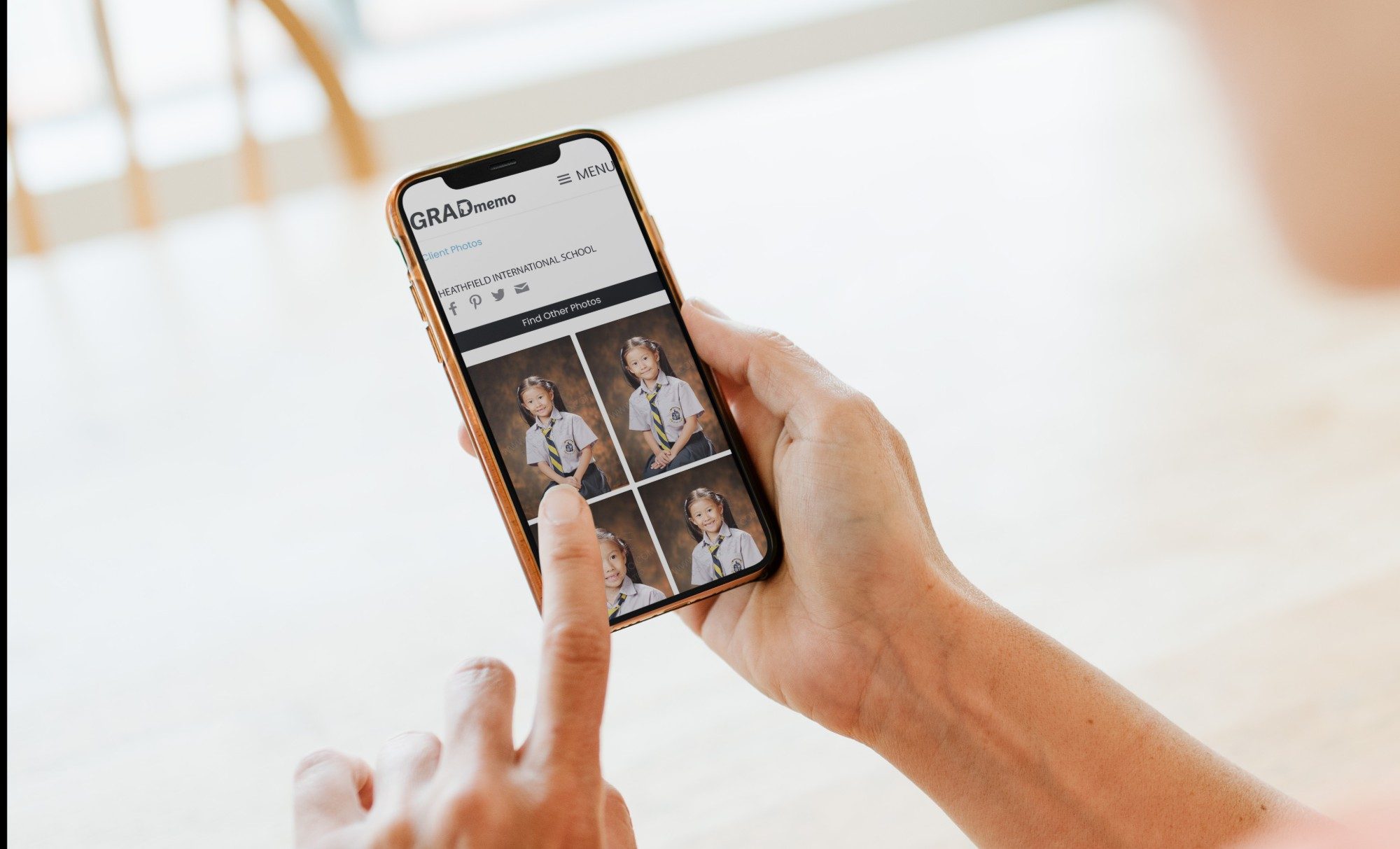 Parent viewing a gallery on a phone